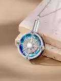 TOUPOP Sterling Silver Compass Urn Necklace For Ashes Cremation Jewelry For Men Women-0-2