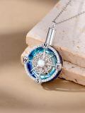 TOUPOP Sterling Silver Compass Urn Necklace For Ashes Cremation Jewelry For Men Women-0-2
