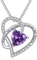 wholesale 925 Sterling Silver Heart-Shaped Purple Crystal Mother Daughter Matching Necklaces Set Gifts for Mom Grandmother Wife-0-0