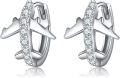 wholesale 925 Sterling Silver Airplane/Moon Star Huggie Hoop Earrings Witch s for Women-0-0
