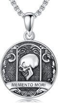 wholesale 925 Sterling Silver Memento Mori Skull Pendant Necklace for Men & Women-0-0