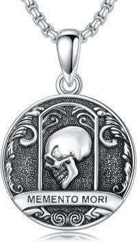 wholesale 925 Sterling Silver Memento Mori Skull Pendant Necklace for Men & Women-A02-Memento Mori