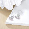 wholesale 925 Sterling Silver Ballet Tutu Pink Crystal Drop Earrings-0-3