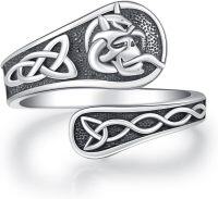 wholesale  Sterling Silver Spoon Rings Adjustable Thumb Rings Vintage Jewelry Gifts for Women Men -Skull