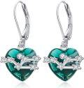 wholesale 925 Sterling Silver Birthstone 12 Constellations Heart Dangle Earrings-0-0