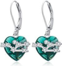 wholesale 925 Sterling Silver Birthstone 12 Constellations Heart Dangle Earrings-05-May-Taurus(4.20-5.20)