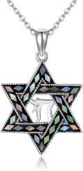 wholesale 925 Sterling Silver Black & Mother-of-Pearl Star of David Pendant Necklace Judaica Christian Gifts for Her-0-0