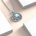wholesale  925 Sterling Silver Moonstone & AAA Cubic Zirconia Sun Pendant Necklace for Women, Elegant Jewelry Gift for Mom Wife Girlfriend-0-3