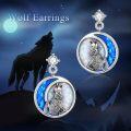 wholesale TOUPOP Wolf Earrings Wolf Opal Moon Stud Earrings For Women Sterling Silver Wolf Jewelry Birthday Gifts -0-1