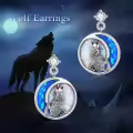 TOUPOP Sterling Silver Opal Wolf Earrings Moon Stud Jewelry Gifts for Women-0-1