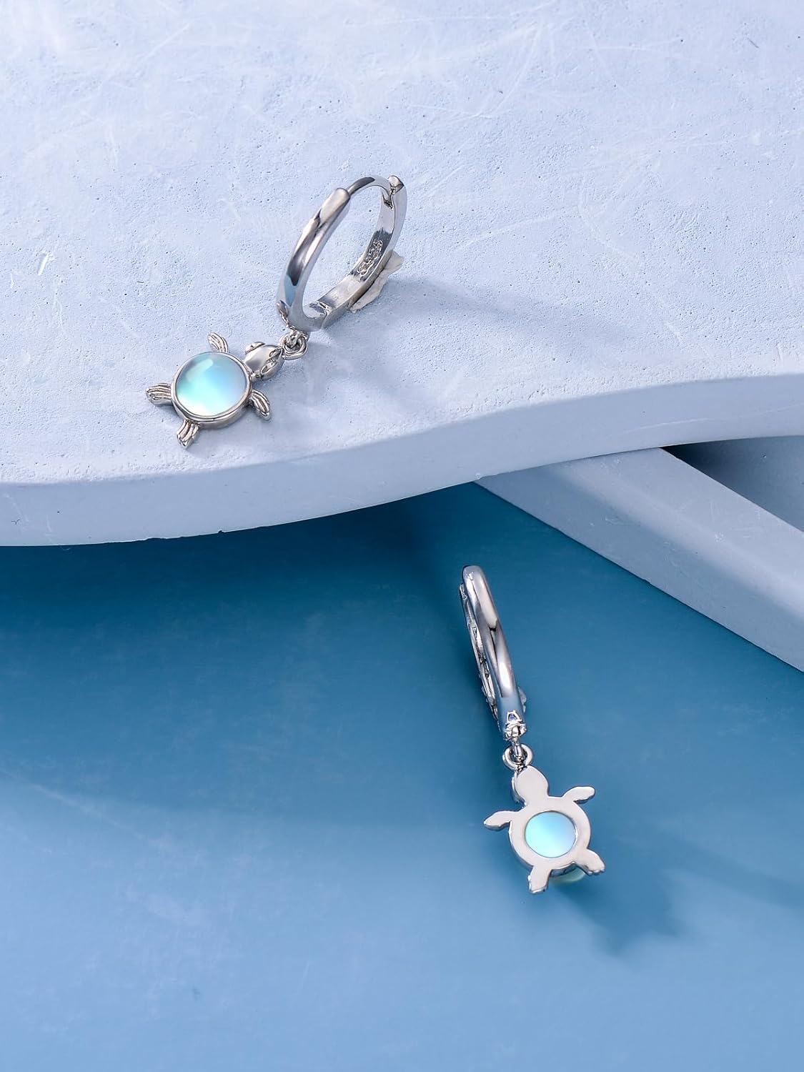 wholesale 925 Sterling Silver Turtle Moonstone Drop Earring Gift for Her-0-4