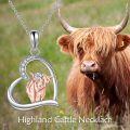 wholesale 925 Sterling Silver Highland Cow Heart Pendant Necklace s for Women-0-2