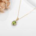 wholesale 14K Yellow Gold 6-7mm Simulated Peridot & Moissanite Necklace for Women-0-1
