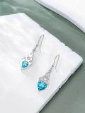 wholesale 925 Sterling Silver Heart Birthstone Celtic Knot Dangle Leverback Earrings-0-73