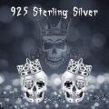 wholesale 925 Sterling Silver Crowned Rose Skull Stud Earrings for Men & Women - Father's Mother's Day Gifts-0-3