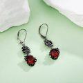 wholesale 925 Sterling Silver Red Crystal Gothic Rose Drop Earrings for Women-0-2