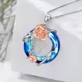 TOUPOP Sterling Silver Blue Crystal Y Initial Rose Pendant Necklace-0-3