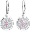 wholesale 925 Sterling Silver Compass Drop Earrings with Symbolic Design for Men & Women-0-0
