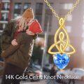 wholesale 14K Gold Blue Heart Stone Celtic Knot Necklace for Women's s-0-1
