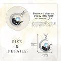 wholesale 925 Sterling Silver Opalite Crescent Moon Black Cat Pendant Necklace-0-4