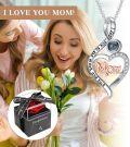 wholesale 18K White Gold Plated Silver & Moissanite 100 Languages I Love You Projection Heart Infinity Mom Necklace with Real Rose Gift-0-4