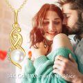 wholesale 14K Gold Freshwater Pearl and Cubic Zirconia Swirl Pendant Necklace for Women's s-0-4