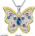 wholesale 925 Sterling Silver Multicolor CZ Butterfly Pendant Necklace for Women-0-3