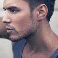wholesale 925 Sterling Silver Round Black Plated CZ Stud Earrings for Men-0-4