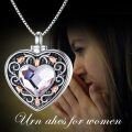 TOUPOP Sterling Silver Rose Flower Urn Necklace with Crystal for Ashes-0-1