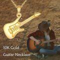 wholesale 10K Gold Fine Electric Guitar Shaped Pendant Necklace s for Women-0-5