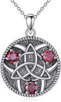 wholesale 925 Sterling Silver Red Garnet Celtic Trinity Knot Pendant Necklace-0-0