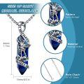 wholesale 925 Sterling Silver Blue Quartz Saint Michael Angel Protect Us Pendant Necklace  for Men-0-1