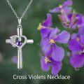 wholesale 925 Sterling Silver Birthstone Flower Necklace Christian Valentine s Birthday Gifts for Women ( )-0-2