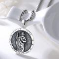 wholesale 925 Sterling Silver Saint Jude Protect Us Religious Medal Pendant Necklace for Men & Women-0-1