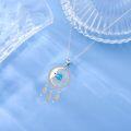wholesale 925 Sterling Silver Blue Turquoise Crescent Moon Dreamcatcher Pendant Necklace for Women Girls Gifts-0-3