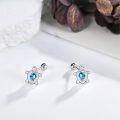 wholesale 925 Sterling Silver Blue Crystal Sea Turtle Stud Barbell Cartilage Piercing Jewelry for Women Girls 3 Pairs Set-0-3