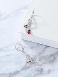 TOUPOP Silver Ladybug Stone Animal Earrings-0-5