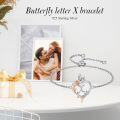 wholesale TOUPOP Rose Heart Bracelet For Women Sterling Silver Butterfly Initial X Letter Link Bracelet Anniversary Birthday Christmas Jewelry Gifts For Her Wife Girlfriend, Large -0-2