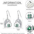 wholesale 925 Sterling Silver Green Crystal Shamrock Tree Of Life Drop Earrings-0-5