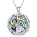 TOUPOP Sterling Silver Abalone Zodiac Necklace Constellation Pendant-0-0