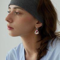 wholesale 925 Sterling Silver Birthstone Dachshund Earrings Cute Dog Dangle Jewelry Gifts for Women Lovers-07-July