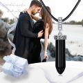 wholesale 925 Sterling Silver Onyx Crystal Pendant Necklace with Black Leather Cord 16 + Extender-0-4