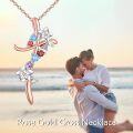 wholesale 925 Sterling Silver Multi-Color Crystal Flower and Hummingbird Pendant Necklace for Women-0-5