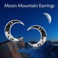 wholesale 925 Sterling Silver Crescent Moon Star Stud Earrings with Black Enamel and Rhinestones for Women & Men-0-1
