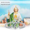 wholesale 925 Sterling Silver Unisex Saint Jude Patron Saint Bracelet with Double Link Chain 9-0-1