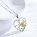 wholesale 925 Sterling Silver Heart-Shaped Dragonfly & Sunflower Pendant Necklace for Women and Men-0-1