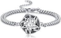 wholesale Nickel-Free Sterling Silver Snake & Pentagram Bracelet – Hypoallergenic, 20mm, Adjustable 7.2 Chain – Perfect Gift for Holidays & Special Occasions-Pentagram Snake Bracelet