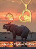 TOUPOP 14K Gold Crystal Elephant Heart Necklace For Women-0-2