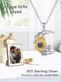 wholesale 925 Sterling Silver 925 Sunflower & Crescent Moon Necklace with Butterfly Charm - Romantic Gift for Women-0-1