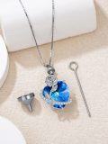 wholesale 925 Sterling Silver Blue Heart Rose Cremation Jewelry Keepsake Pendant with Funnel and Fill Kit for Ashes-0-2